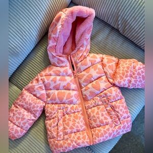 Swiss Tech Pink Heart Puffer Jacket